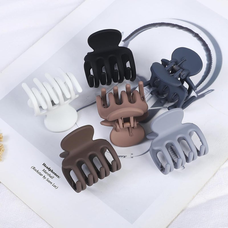 USDNICE 6 Pcs Hair Clips Small Claw Clips for Thin Hair Medium Matte Non-slip Hair Accessories for Women and Girls (Brown Grey) - Image 3